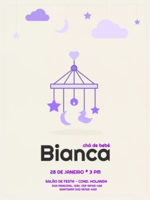 Convite Delicado para Chá de Bebê Personalizado e Enviado no WhatsApp