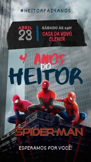 Convite Infantil Personalizado Homem-Aranha para Festa Incrível-download
